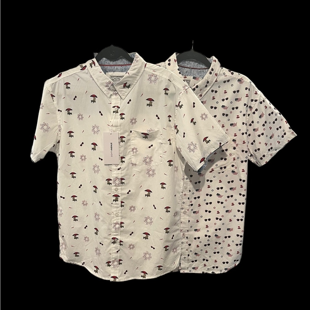 EightAvenue Boys Slim Fit Collared Casual Button Up Shirts 100% Cotton Sz L Lot